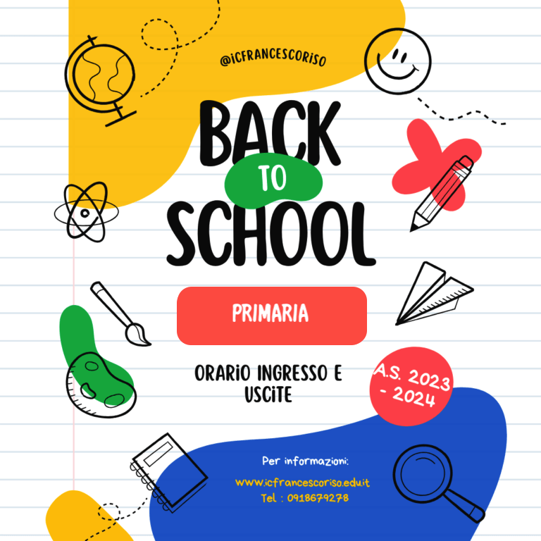 Orario di Ingresso e uscita delle classi – Scuola Primaria – A.S. 2023-24