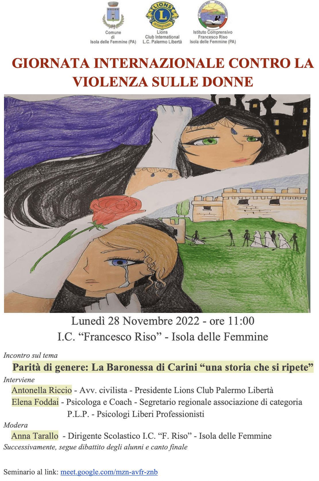 Giornata internazionale contro la violenza sulle donne: Parità di genere – La Baronessa di Carini “una storia che si ripete”